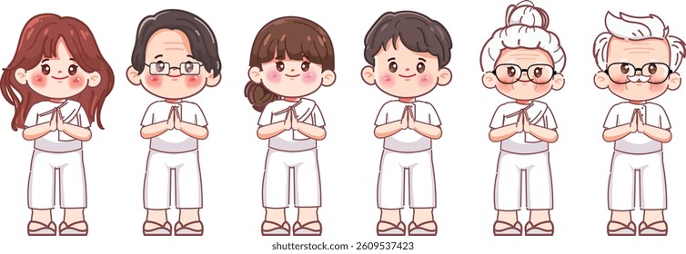 Cartoon people meditating, practices dharma. illustration vector premium.