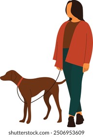 Cartoon People with Pets Illustrations. Isolated Vector Characters in Flat Shape.