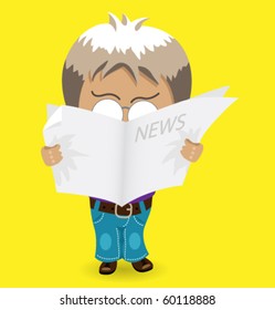 Cartoon people read newspaper
