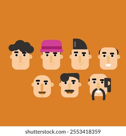 Cartoon people a set of funny and  emoji