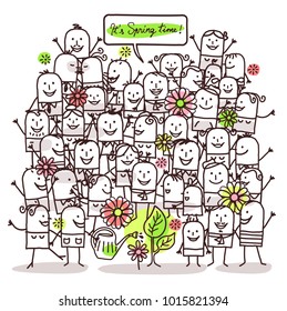 Cartoon People and Spring Time