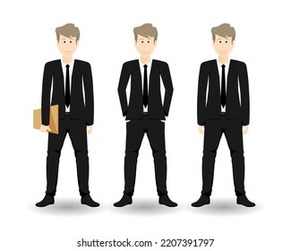 Cartoon People Uniform Suit Standing Businessman Stock Vector (Royalty ...