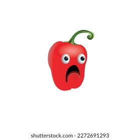 Cartoon pepper with terrifying eyes on a white background. Vector illustration