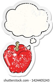 cartoon pepper with thought bubble as a distressed worn sticker