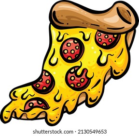 Cartoon Pepperoni Pizza Slice Illustration Stock Vector (Royalty Free ...