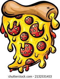 Cartoon Pepperoni Pizza Slice Illustration Stock Vector (Royalty Free ...