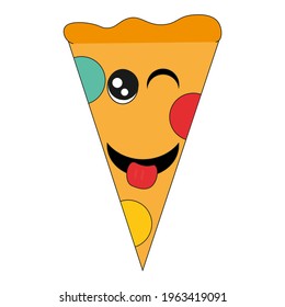 Cartoon Pepperoni Pizza slice. Vector illustration.