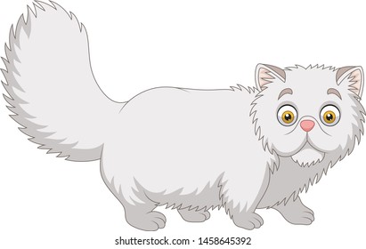 Cartoon persian cat on white background