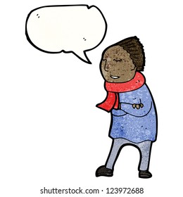 cartoon person in cold weather