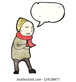 cartoon person in cold weather