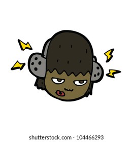 cartoon person listening to music