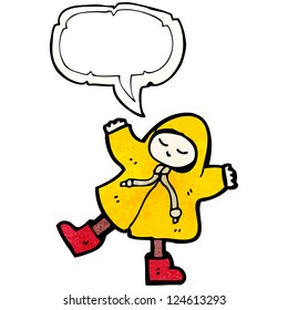 cartoon person in raincoat