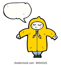 desenho animado pessoa em capa de chuva