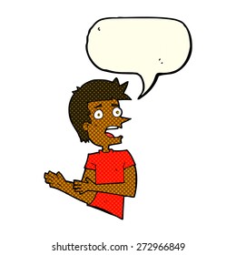 persona de caricatura con burbuja de habla