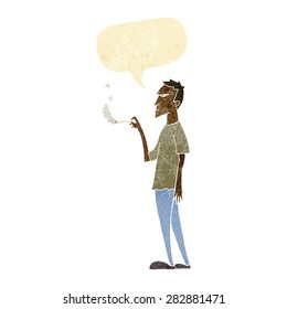 caricaturista con burbuja de habla con cigarrillo