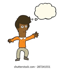persona de dibujos animados con burbuja de pensamientos