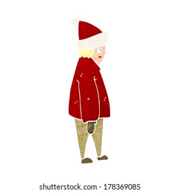 cartoon person in winter clothes