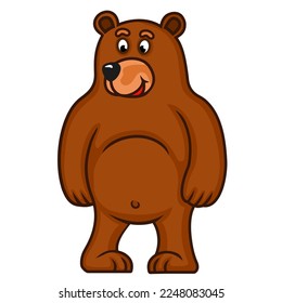 Cartoon Personage Bear, pot-bellied cute and funny with club feet