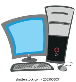 Cartoon personal computer drawing for children 