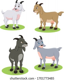 cartoon pet goat animal vector illustrations