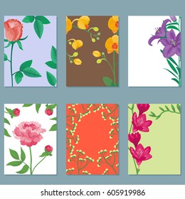 Cartoon petal vintage floral vector bouquet garden flower botanical natural peonies illustration and summer floral greeting card spring blossom.