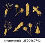 Cartoon petards. Feast firecracker and fireworks, fire crackers explosion pyrotechnic firework festive salute party celebration confetti, vector illustration of festival firecracker and petard