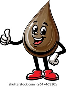 Cartoon petroleum oil character with thumbs up pose