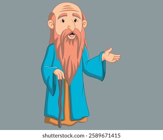 Cartoon philosopher thinker on black background vector illustration