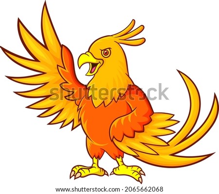 Cartoon phoenix bird on white background