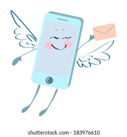 cartoon phone happily carries message