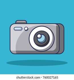 cartoon photo camera device technology lens flash button