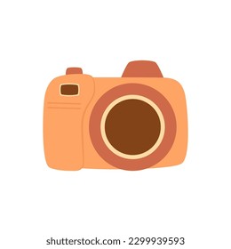 cartoon photo camera isolated on white background, vector illustration in flat style, camera icon, accessory for tourist