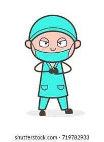 Cartoon Physiatrist Angry Expression Vector Illustration