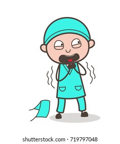 Cartoon Physician Screaming Face Vector Illustration