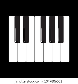 Cartoon piano keys. Vector illustration isolated on black background