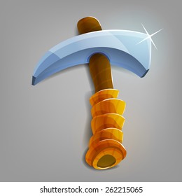 Cartoon pickax. Vector illustration.