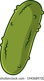 Cartoon Pickle Cucumber. Vector Hand Drawn Illustration Isolated On Transparent Background