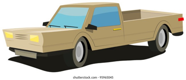 Cartoon Pick-up/ Illustration of a simple cartoon brown pick-up truck