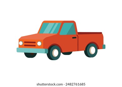 cartoon pickup truck vector art illustration.