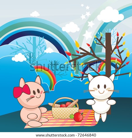 cartoon picnic vector illustration