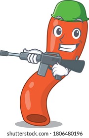A cartoon picture of Army appendix holding machine gun