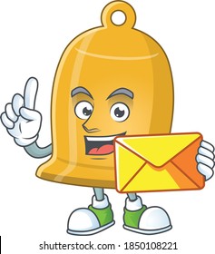 A cartoon picture of bell bring brown envelope. Vector illustration