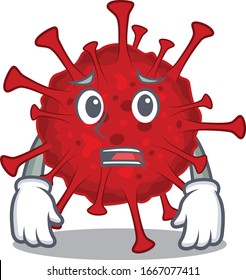 Cartoon picture of betacoronavirus showing anxious face