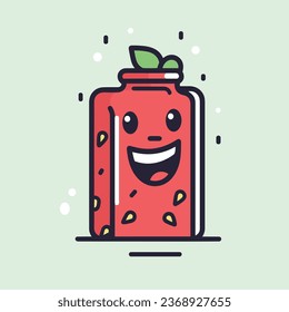 cartoon picture of a bottle of juice with a face