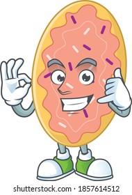 cartoon picture of bread make a call gesture. Vector illustration