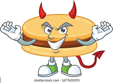 Cartoon picture of brown alfajor in devil cartoon character design