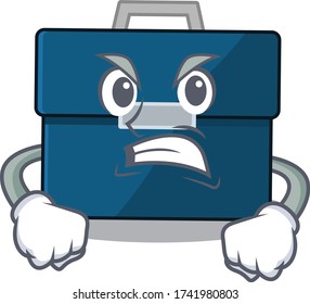 A cartoon picture of business suitcase showing an angry face
