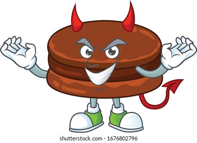 Cartoon picture of chocolate alfajor in devil cartoon character design