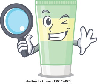 cartoon picture of cleansing foam Detective using tools