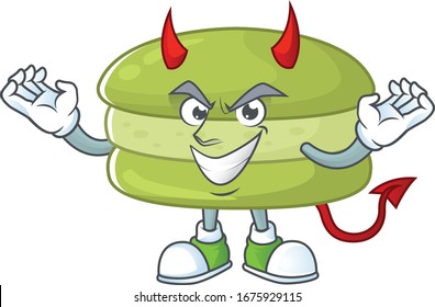 Cartoon picture of coconut macarons in devil cartoon character design